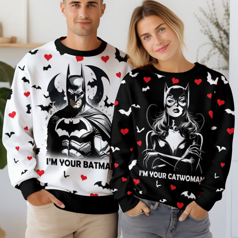 "Batman and Catwoman" Couple Valentine Sweater