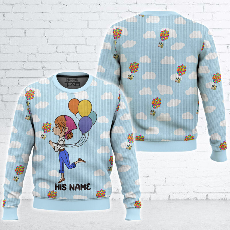 "Up Balloons House" Personalized Couple funny Valentine Sweater