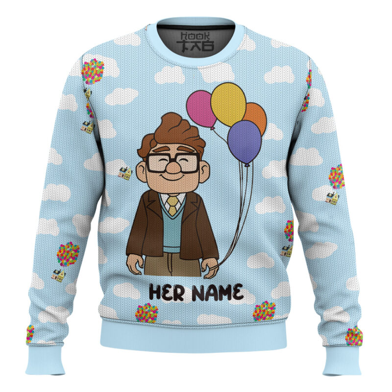 "Up Balloons House" Personalized Couple funny Valentine Sweater