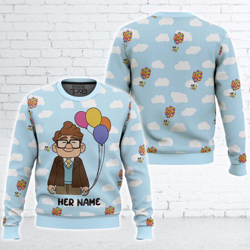 "Up Balloons House" Personalized Couple funny Valentine Sweater