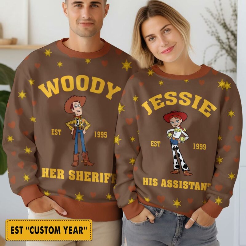 "Woodie and Jessie" Personalized Couple funny Valentine Sweater