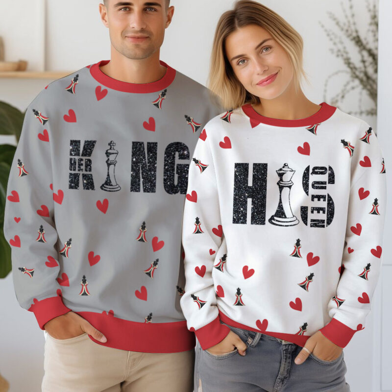 King Queen Gambit Couple Valentine Funny Sweater