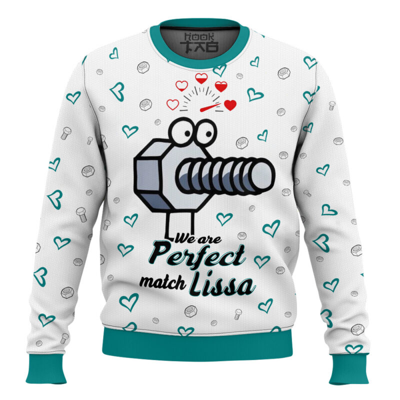 "We are perfect match" Personalized Couple Valentine Funny Sweater