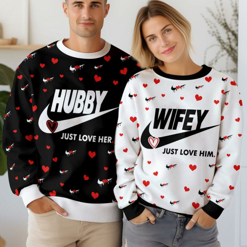 Just love Hubby and Wifey Couple funny Valentine Sweater