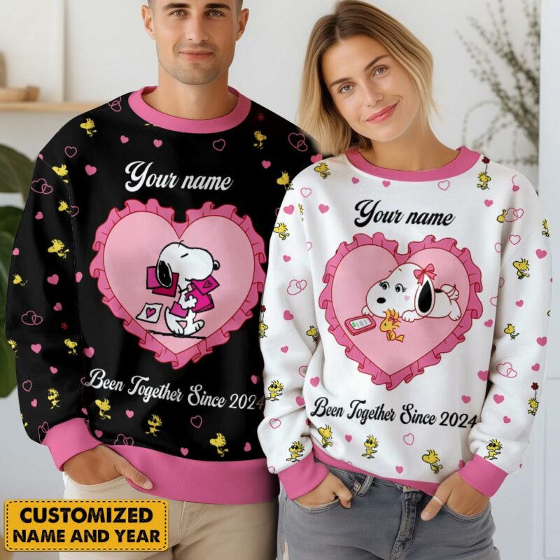 Snoopy Personalized Couple Valentine Funny Sweater