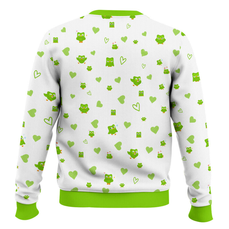 Duolingo on Streak Personalized Couple Valentine Funny Sweater