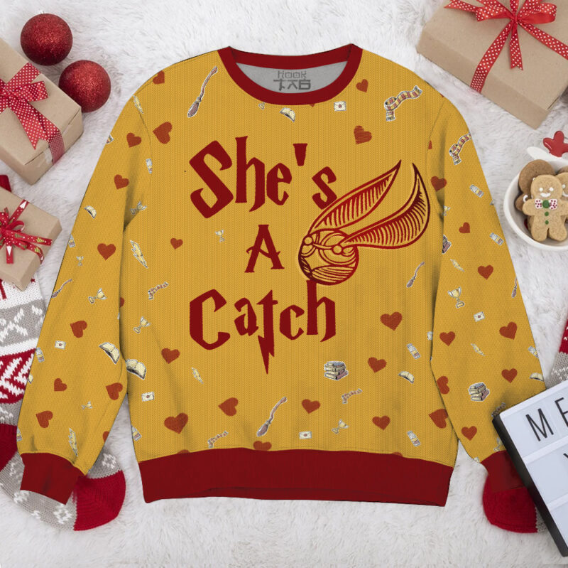 She’s a Catch, He’s a Keeper Valentine Couple Sweater