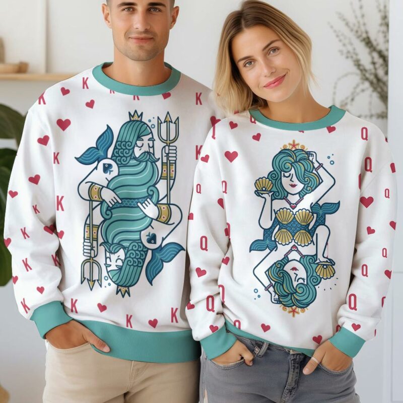 "King and Queen of the Ocean" Valentine Couple Sweater