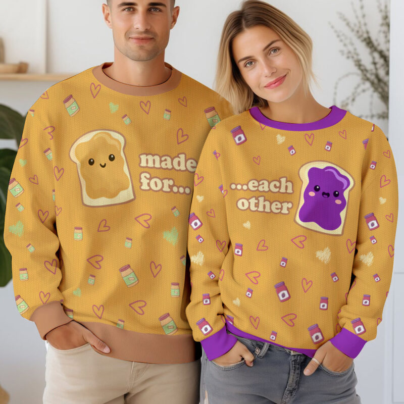 Made for each other Peanut and Jam couple Valentine Sweater