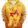 Adorable Winnie The Pooh Zip Up Hoodie