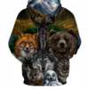 Animals Printed Zip Up Hoodie