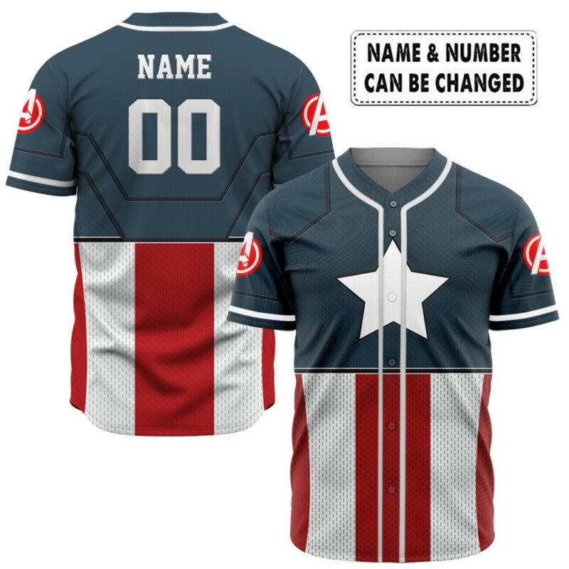 Personalized Captain America Cosplay Baseball Jersey