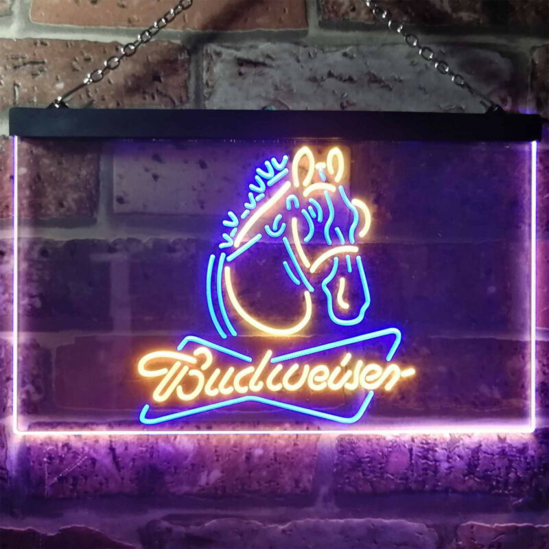 Budweiser Clydesdale Horse Head LED Sign Man Cave Home Bar Pub Decor