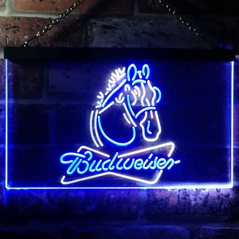 Budweiser Clydesdale Horse Head LED Sign Man Cave Home Bar Pub Decor