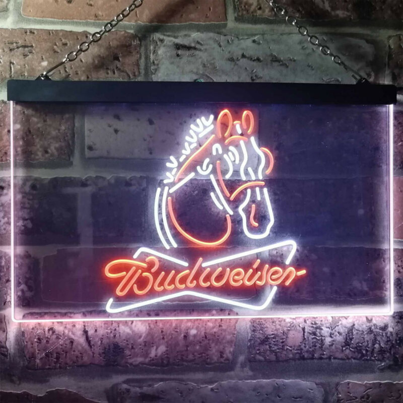 Budweiser Clydesdale Horse Head LED Sign Man Cave Home Bar Pub Decor