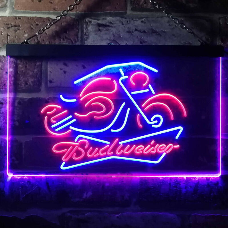 Budweiser Motorcycle LED Sign Man Cave Home Bar Pub Decor