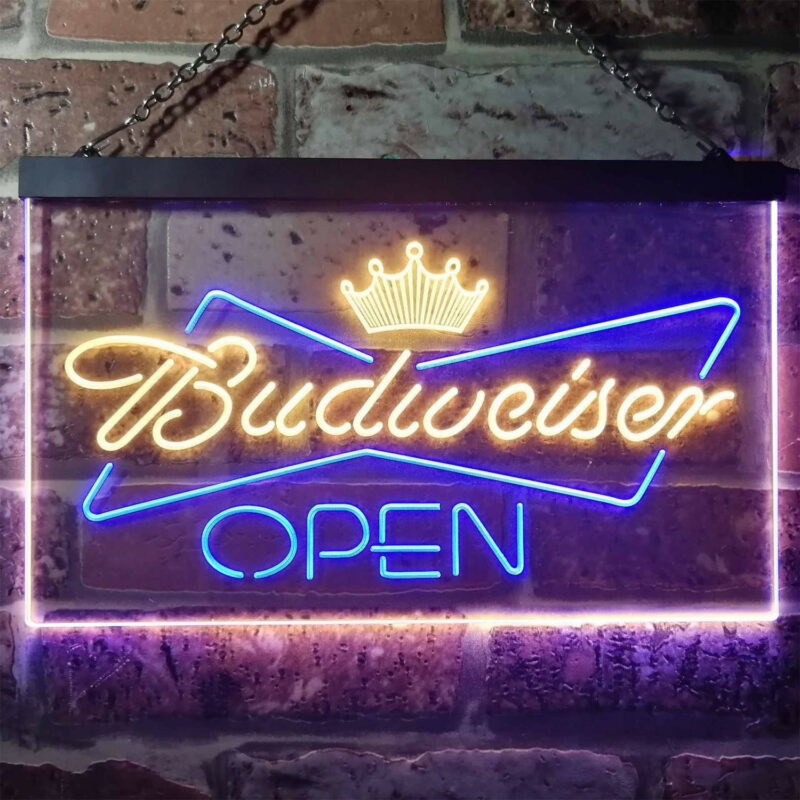 Budweiser Open LED Sign Man Cave Home Bar Pub Decor