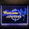 Budweiser Outdoor Hunting Cabin Deer 3-Color LED Sign Man Cave Home Bar Pub Decor