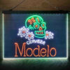 Cerveza Modelo Skull 3-Color LED Sign Man Cave Home Bar Pub Decor