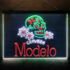 Cerveza Modelo Skull 3-Color LED Sign Man Cave Home Bar Pub Decor