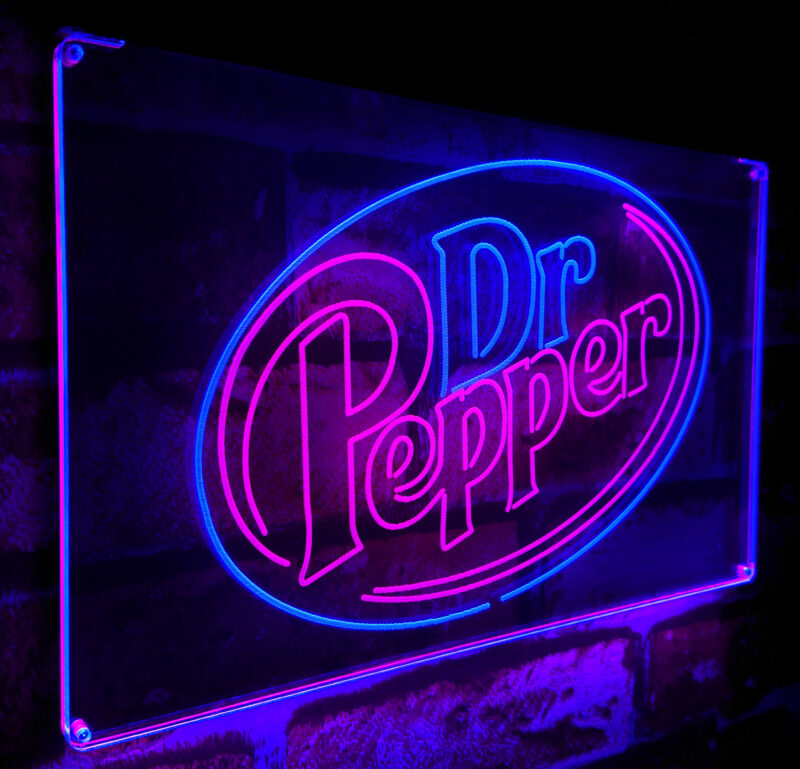 Dr Pepper Line Logo LED Sign Man Cave Home Bar Pub Decor