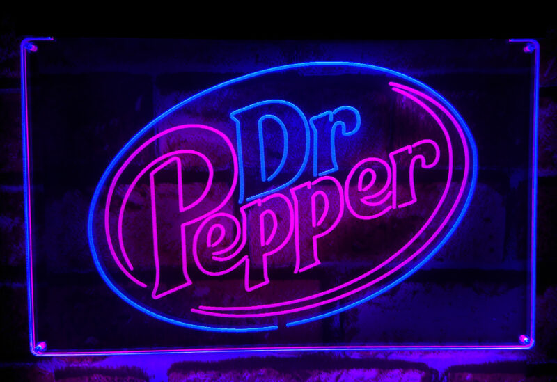 Dr Pepper Line Logo LED Sign Man Cave Home Bar Pub Decor