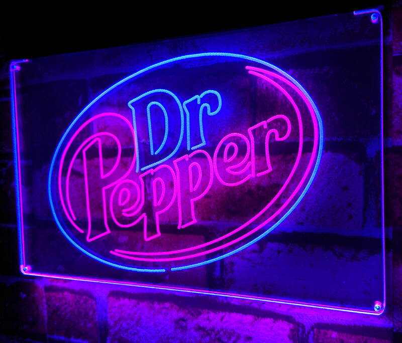 Dr Pepper Line Logo LED Sign Man Cave Home Bar Pub Decor