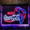 Enjoy Coca Cola Parrot 3-Color LED Sign Man Cave Home Bar Pub Decor