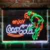 Enjoy Coca Cola Parrot 3-Color LED Sign Man Cave Home Bar Pub Decor