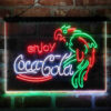 Enjoy Coca Cola Parrot 3-Color LED Sign Man Cave Home Bar Pub Decor