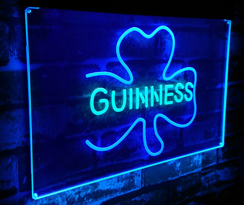 Guinness Shamrock LED Sign Man Cave Home Bar Pub Decor