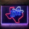 Miller Lite Cowboys Hat Texas 3-Color LED Sign Man Cave Home Bar Pub Decor