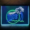 Miller Lite Palm Tree 3-Color LED Sign Man Cave Home Bar Pub Decor