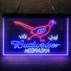 Nebraska Pheasant Hunter Budweiser 3-Color LED Sign Man Cave Home Bar Pub Decor