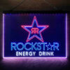 Rockstar Energy Drink Double Star 3-Color LED Sign Man Cave Home Bar Pub Decor