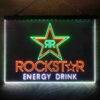 Rockstar Energy Drink Double Star 3-Color LED Sign Man Cave Home Bar Pub Decor