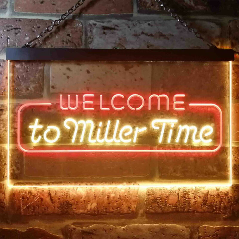 Welcome Miller Time LED Sign Man Cave Home Bar Pub Decor