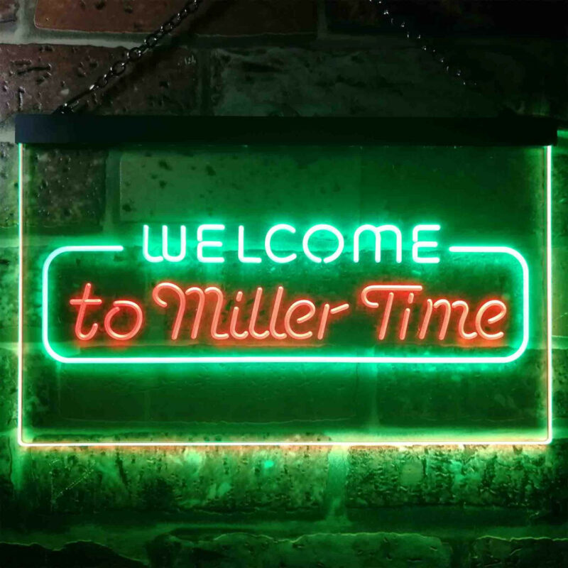 Welcome Miller Time LED Sign Man Cave Home Bar Pub Decor