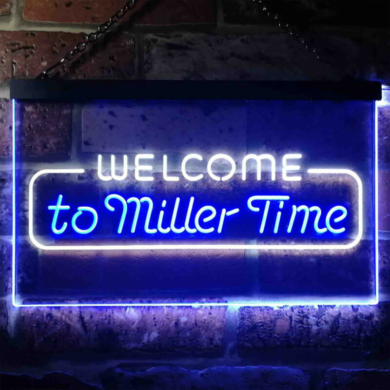 Welcome Miller Time LED Sign Man Cave Home Bar Pub Decor