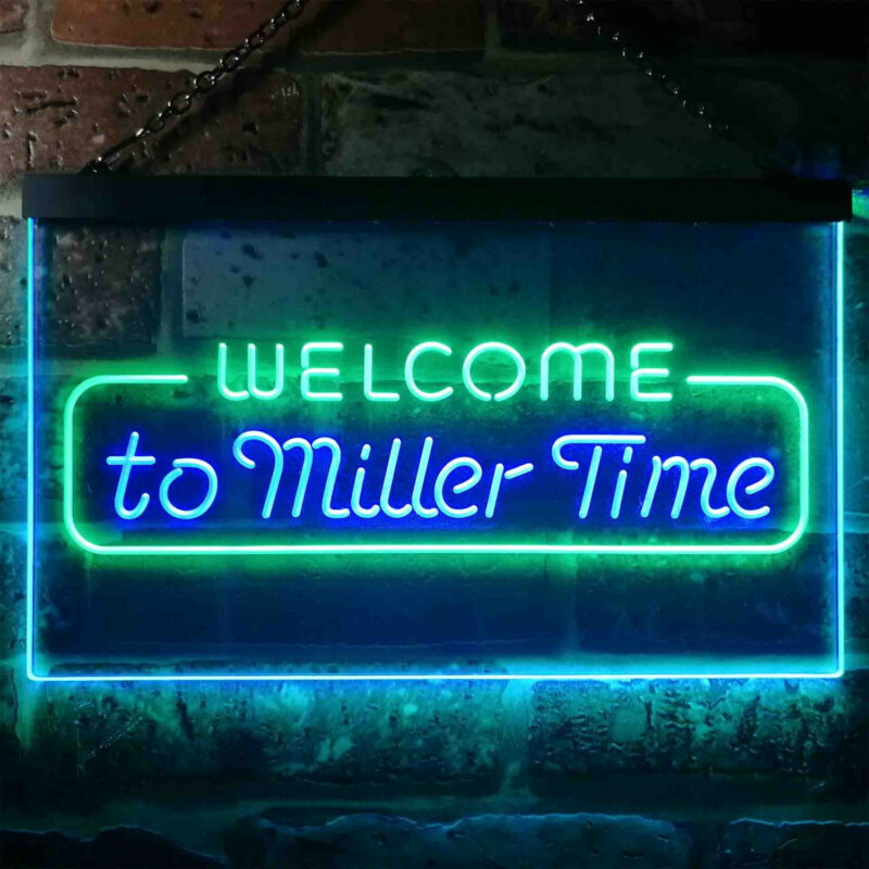 Welcome Miller Time LED Sign Man Cave Home Bar Pub Decor