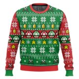 Hooktab 1-Up Mushroom Mario Bros Ugly Christmas Sweater