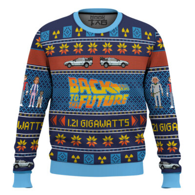 Hooktab 1.21 Gigawatts Back To The Future Ugly Christmas Sweater