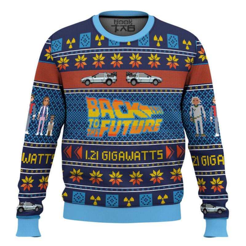 Hooktab 1.21 Gigawatts Back To The Future Ugly Christmas Sweater