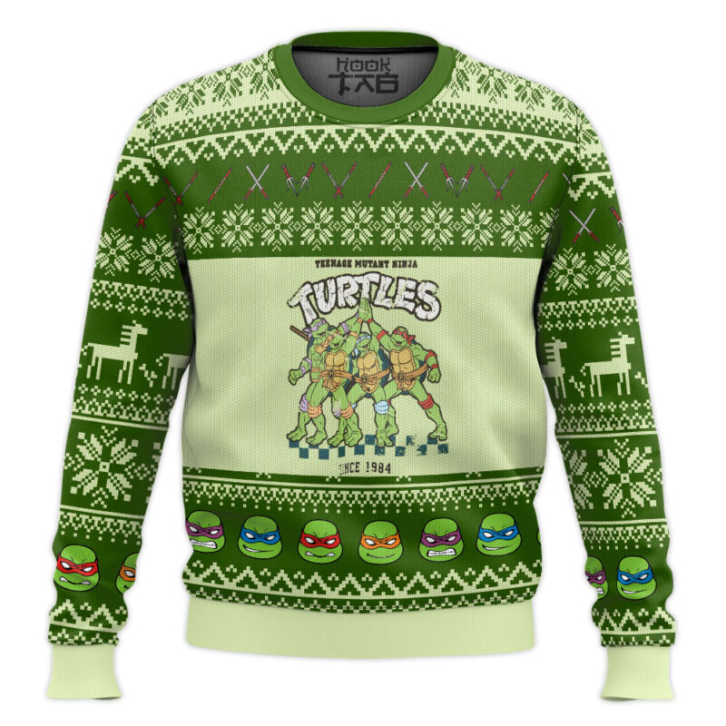 Hooktab 1984 Teenage Mutant Ninja Turtles Ugly Christmas Sweater