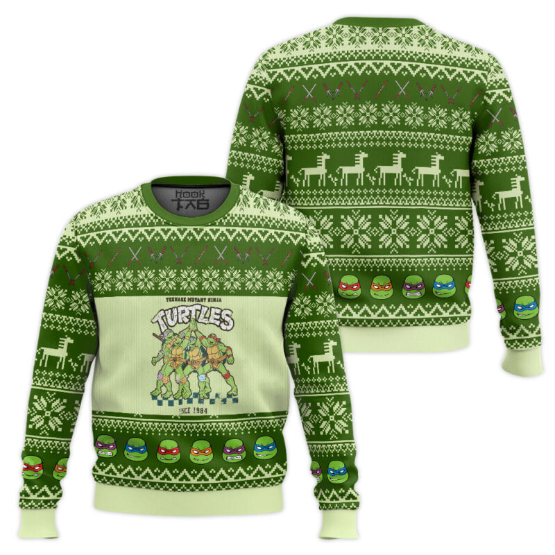 Hooktab 1984 Teenage Mutant Ninja Turtles Ugly Christmas Sweater Hooktab 1984 Teenage Mutant Ninja Turtles Ugly Christmas Sweater