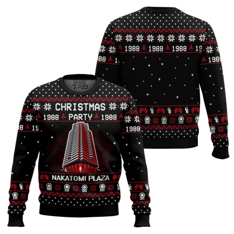 Hooktab 1988 Christmas Party Nakatomi Plaza Die Hard Ugly Christmas Sweater Hooktab 1988 Christmas Party Nakatomi Plaza Die Hard Ugly Christmas Sweater