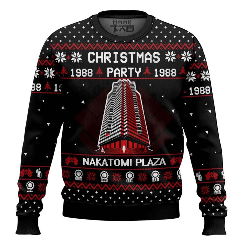 Hooktab 1988 Christmas Party Nakatomi Plaza Die Hard Ugly Christmas Sweater