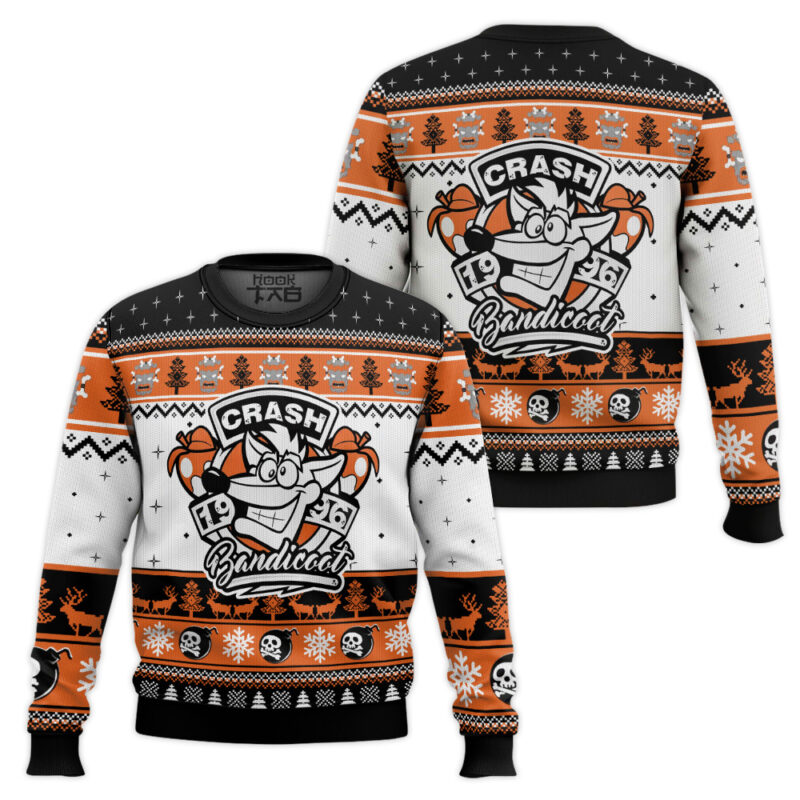 Hooktab 1996 Crash Bandicoot Ugly Christmas Sweater Hooktab 1996 Crash Bandicoot Ugly Christmas Sweater