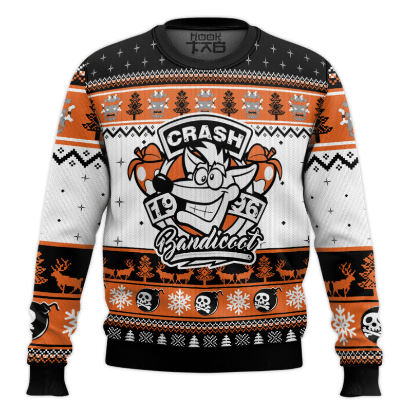 Hooktab 1996 Crash Bandicoot Ugly Christmas Sweater