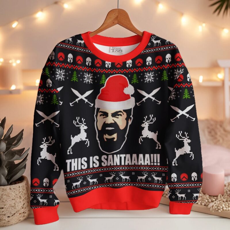 Hooktab 300 Sparta "This Is Santaaa" Ugly Christmas Sweater Hooktab 300 Sparta "This Is Santaaa" Ugly Christmas Sweater